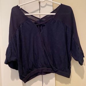navy gap shirt with criss cross WORN ONCE